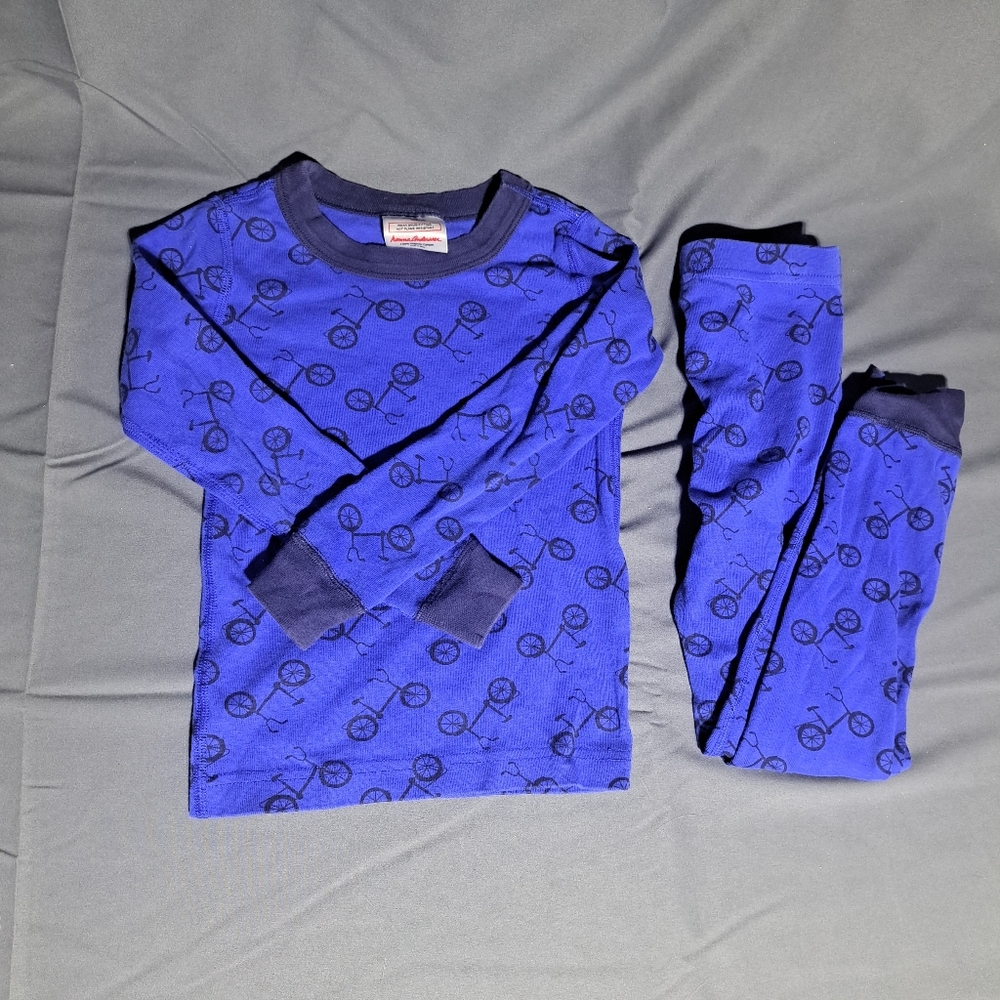 Hanna Andersson Blue Bicycle Organic Cotton PJ Set Kids SZ 5